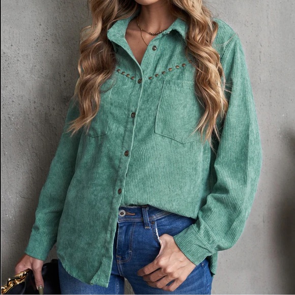 Corduroy Teal Jacket - Picture 1 of 6